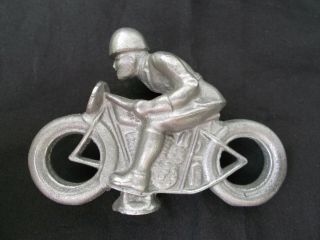 Vintage Car Motorcycle Mascot Isle Of Man Tt Races 1930s Metal Motorbike Model