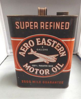 Vintage Aero Eastern 2 Gallon Oil Can With Airplane