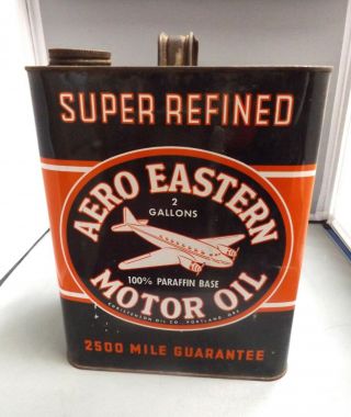 Vintage Aero Eastern 2 Gallon Oil Can With Airplane 3
