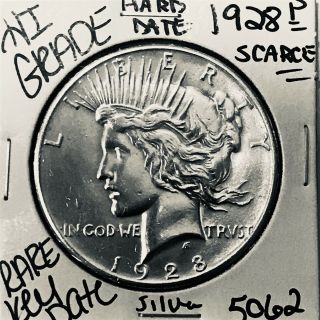 1928 Peace Silver Dollar Hi Grade U.  S.  Rare Key Coin 5062