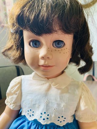 1960’s Mattel Canadian Chatty Cathy Doll Brunette Bob - Blue Decal Eyes - Talks