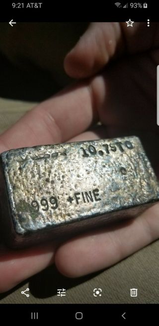 Vintage Old Poured Wsr Western States Refining 10.  79 Oz 999 Silver Bar 2k