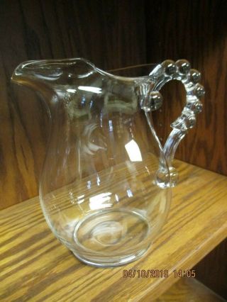 Lovely Vintage 9” Imperial Candlewick Clear Glass 80 Oz Pitcher With Ice Lip