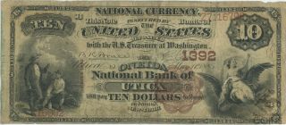 1885 United States $10 National Bank Of Utica York Note Charter 1392 Rare