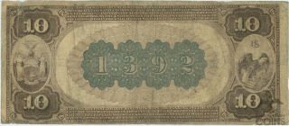 1885 United States $10 National Bank of Utica York Note Charter 1392 Rare 2