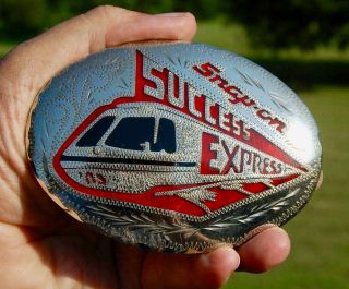 Rare 1983 Snap - On Tools Belt Buckle Hand Engraved,  Inlaid - " Success Express "