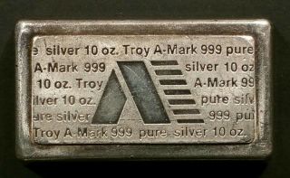 Vintage 10 Oz.  Amark Stacker.  999 Silver Bar - Usvi Ingot Co.  Bucks