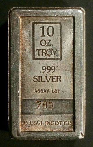 Vintage 10 oz.  Amark Stacker.  999 Silver Bar - USVI Ingot Co.  Bucks 2