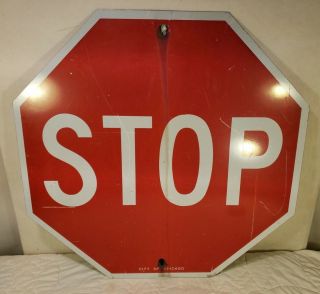 Authentic Vintage City Of Chicago Large Metal 30 " Stop Sign - Neat