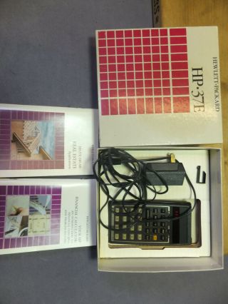 Vintage HP - 37E Calculator w/ AC Adapter box and 2 booklets 6
