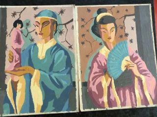 VTG PANN PRODUCTS 2 COMPLETED PAINT BY NUMBER CANVASES Classic Orientals 1959 2