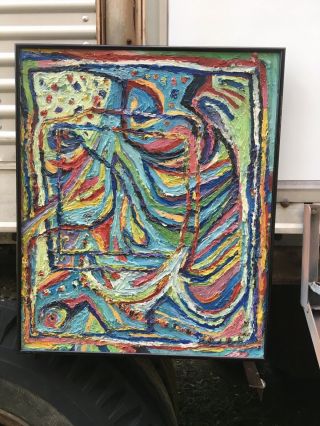 Great Vintage Thick Heavy Textured Palette Knife Abstract Expressionist Portrait