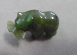 Vintage Carved Jade Bear W,  Fish In Mount Figurine Small