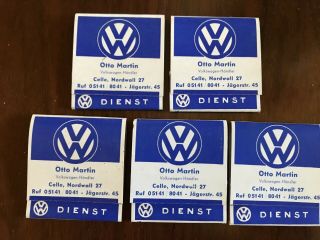 Vw Volkswagen Rare Vintage Dealer Matchbook Otto Martin Celle Germany Split Bug