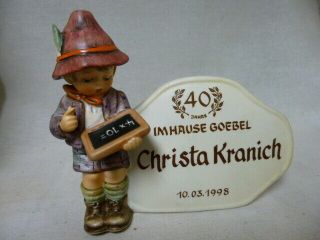 Hum 460 Old Rare Workers Plaque 40 Years By Goebel Mi Hummel