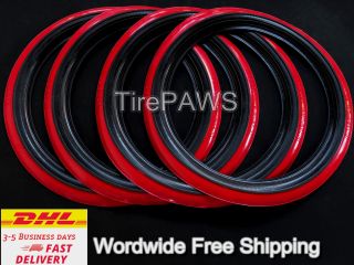 Vintage Style Tyre 15  Black Red Wall Port A Walls Set Of 4.  Rad Road Custom.