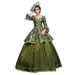 Victorian Vintage Women Dress Prince Medieval Renaissance Ball Green Costumes