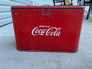Vintage 1950s Drink Coca Cola Cooler,  Progress Refrigerator Co.  Louisville,  Ky.
