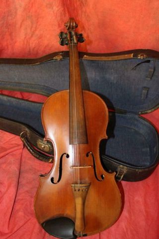 Early Vintage 4/4 Violin W/case & German Bow Rare " Abc " Brand