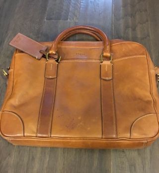 Polo Ralph Lauren Vintage Shoulder Leather Bag Travel Tote Messenger Tan