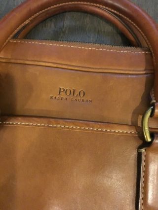 Polo Ralph Lauren Vintage Shoulder Leather Bag Travel Tote Messenger Tan 3