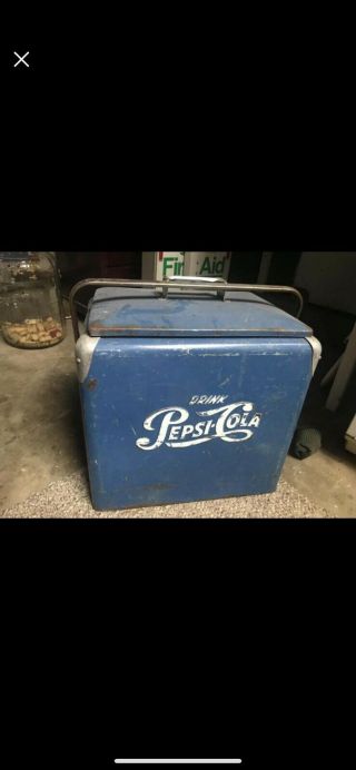 Rare Vintage Retro Blue Drink Pepsi Cola Cooler Antique