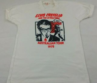 Elvis Costello 1978 Australian Tour T - Shirt Vintage Womens Size 8 - 10 (t157)
