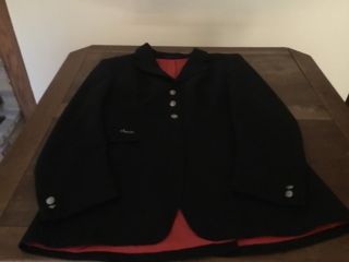 Vintage Ladies Black Pikeur Diana Dressage Coat,  Large,  Flashy,  Red Lining