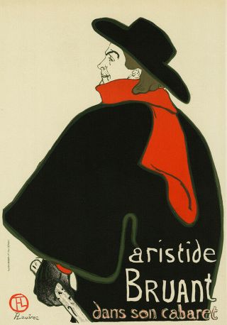 Vintage 1951 Henri de Toulouse - Lautrec Print Aristide Bruant Dans Son Cabaret 2