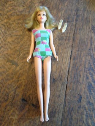 Vintage Barbie Bendable Bend Leg Francie Doll W/swimsuit Shoes Exc