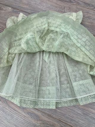 Vintage 1950s Baby Girls Flocked Green Sheer Party Dress Daddy ' s Girl Big Doll 4