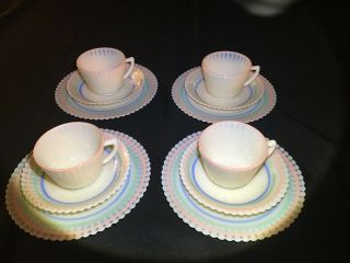 Vintage Petalware Cremax,  Pastel,  Set Of 4 Cups,  4 Saucers And 4 8 " Plates