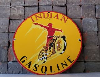 Vintage Indian Spirit Gasoline Porcelain Gas Oil Service Station Pump Plate Sign