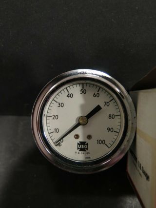 Vintage Usg Us Gauge 2916 Pressure 2 " 0 - 100 Psi Nib Steampunk Tank Rr