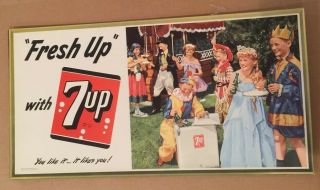 Vintage 1951 7 - Up Cardboard Store Display Sign Litho From St.  Louis,  Mo