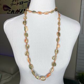 Relisted For “s” Red Abalone Shell Beaded Necklace Vintage Antique Flapper 52”
