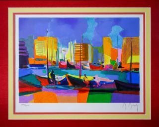 Rare Marcel Mouly Authentic French Modern Cubism Lithograph " Marina " Signed Lmt