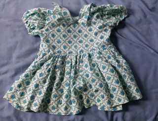 Vintage 1960 ' s Play Pal Playpal Sized Blue & Green Floral Dress NO DOLL 5