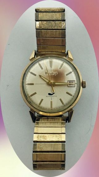 Vintage Bulova Automatic Mens Wrist Watch W/date Sea King Whale