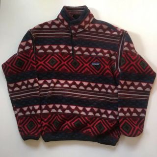 Vintage Patagonia Synchilla Snap T Aztec Fleece Pullover Jacket Large Usa F96