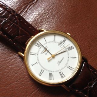 Vintage Gents Gold Pated Longines Presence Date Quartz Wrist Watch