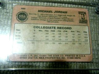MICHAEL JORDAN VERY RARE 1984 - 85 STAR ROOKIE CARD 101 - 4