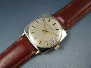 Vintage Girard Perregaux Gyromatic 10k Gold Gf Automatic Mens Date Watch 1960s