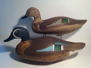 Captain Harry Jobes Drake & Hen Blue - Winged Teal,  Signed 