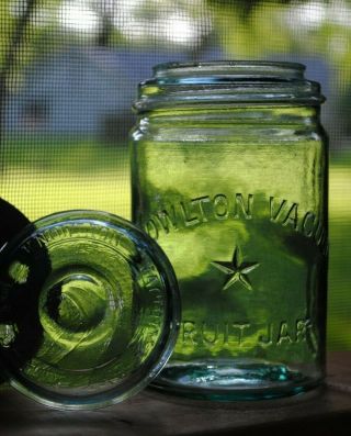 Vtg Knowlton Vacuum (star) Fruit Jar Pint Canning Jar W/ Insert & Band