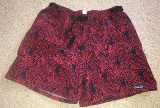 Patagonia Vintage Baggies Shorts Swim Trunks Rare Print Rowers Large Euc Belted