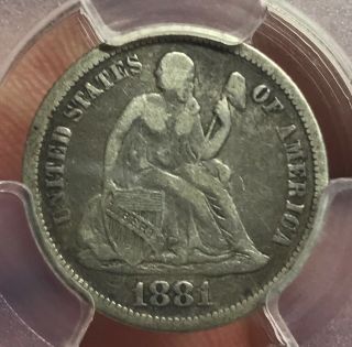 1881 Seated Liberty Dime,  Pcgs Fine Detail,  Rare Date