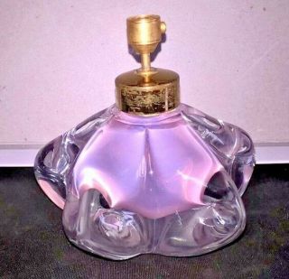 Vintage Perfume Bottle Faceted Glass Pink and clear glass Golden Filigree Metal 3