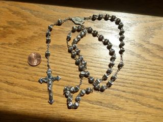 Vintage Diroma Sterling Silver Crucifix Cross With Rosary Beads 26 " Chain