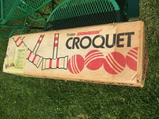 Vintage Forster Croquet Set & Stand Skowhegan - 6 Player - Cond W/ Box